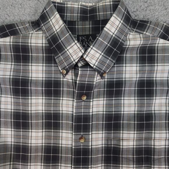 Jos A Bank Traveler Button Down Shirt Mens Large Olive Green Plaid Long Sleeve - Picture 5 of 15